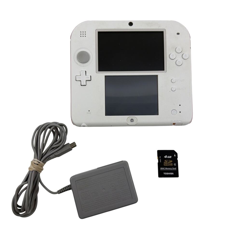 Nintendo 2DS Handheld Game Console FTR-001 White /Red w/ Charger